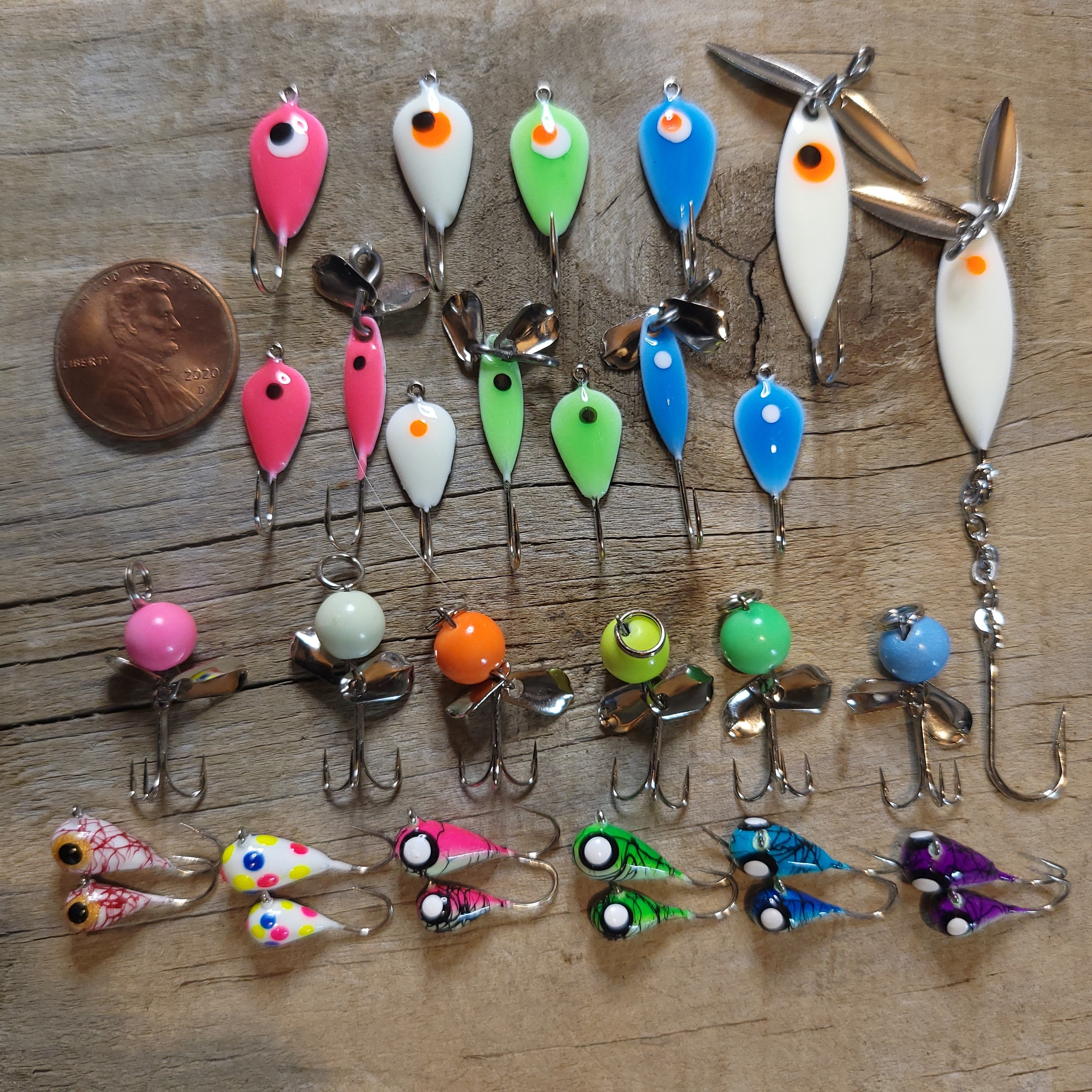 Pack N' Fish 90-Piece Glow Jigs – Handmade Ice & Freshwater Fishing Baits (6 Packs, .75g Each)